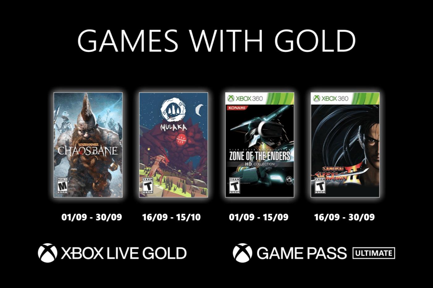 Xbox Live Gold septembre