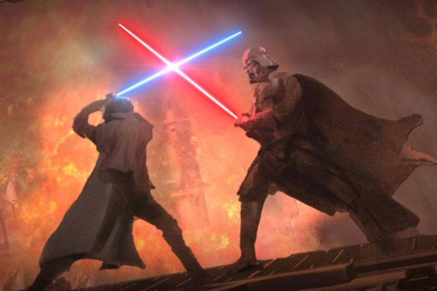 obi-wan et dark vador s'affrontent