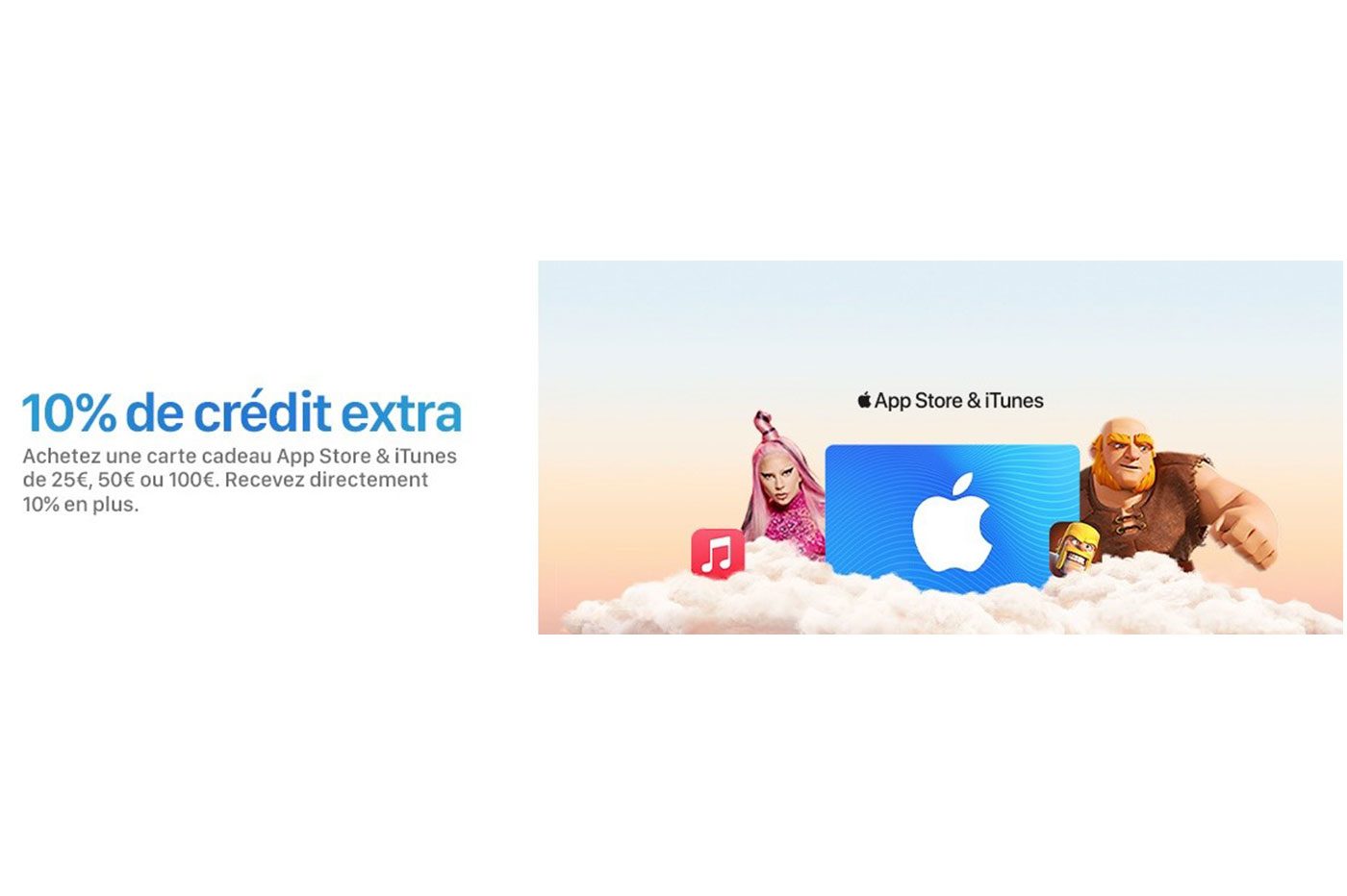10 % de crédit supplémentaire sur les cartes App Store et iTunes !