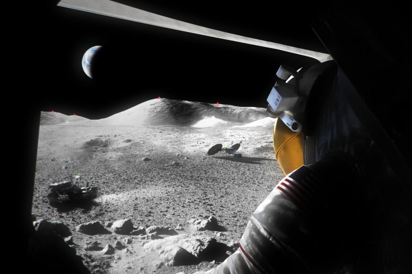 Un rendu d'un astronaute sur la Lune lors de la mission Artemis 3