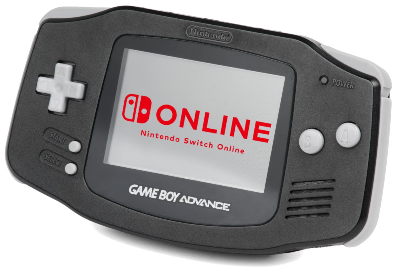 Gameboy Advance noire avec le logo Nintendo Switch Online sur l'écran