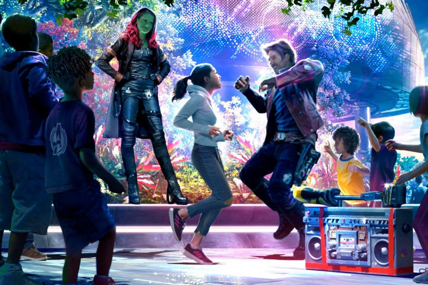 Image promotionnel du spectacle Guardians of the galaxy dance off qui fera son retour au sein du avengers campus