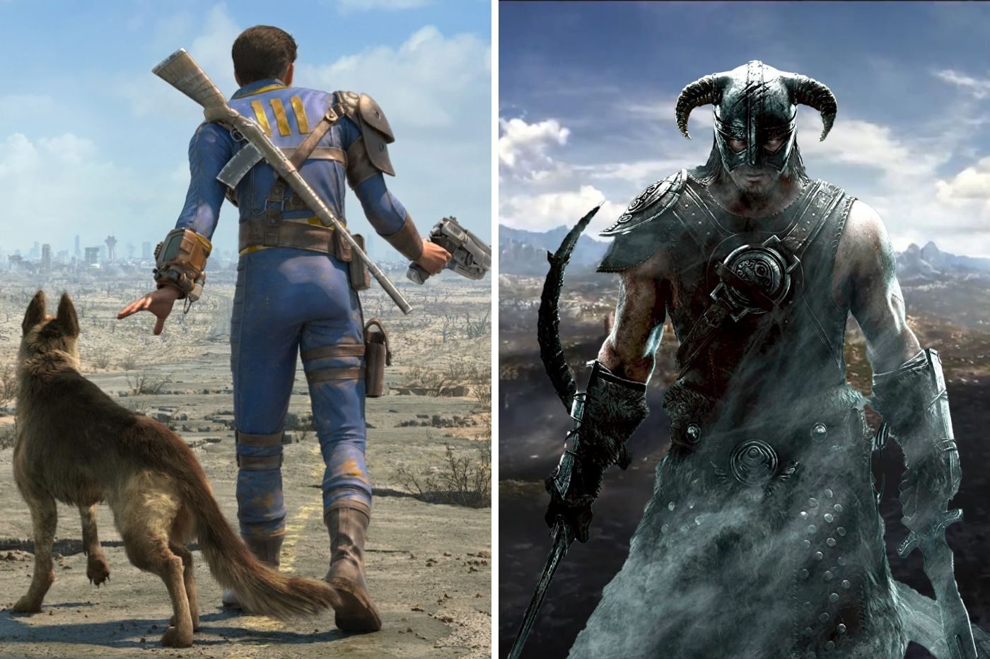 Image de Fallout 4 et de Elder Scrolls 6 avec le Dragonborn de Skyrim devant