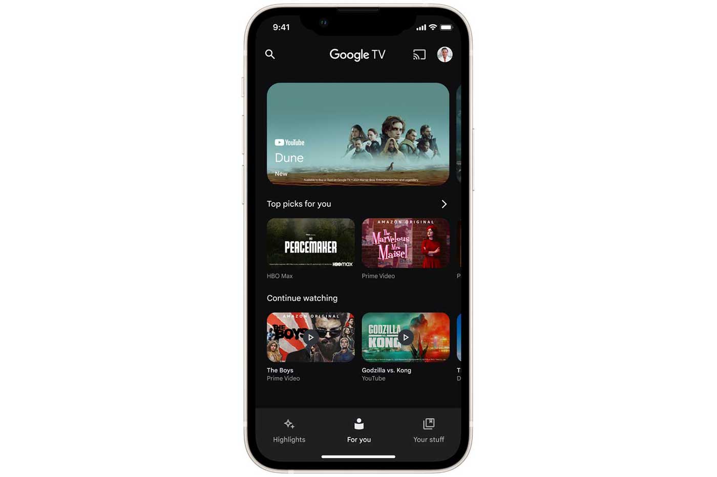 Google TV sur iPhone