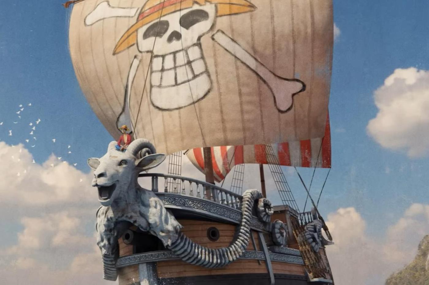 Concept Art de la série One Piece de Netflix montrant leur interprétation du navire de l'équipage du Chapeau de Paille