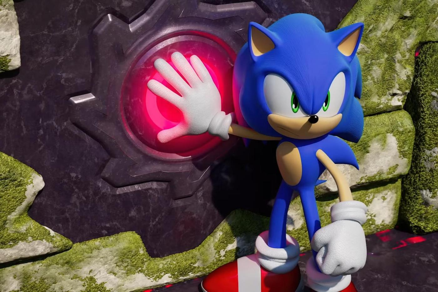 Sonic en train d'appuyer sur un étrange bouton rouge