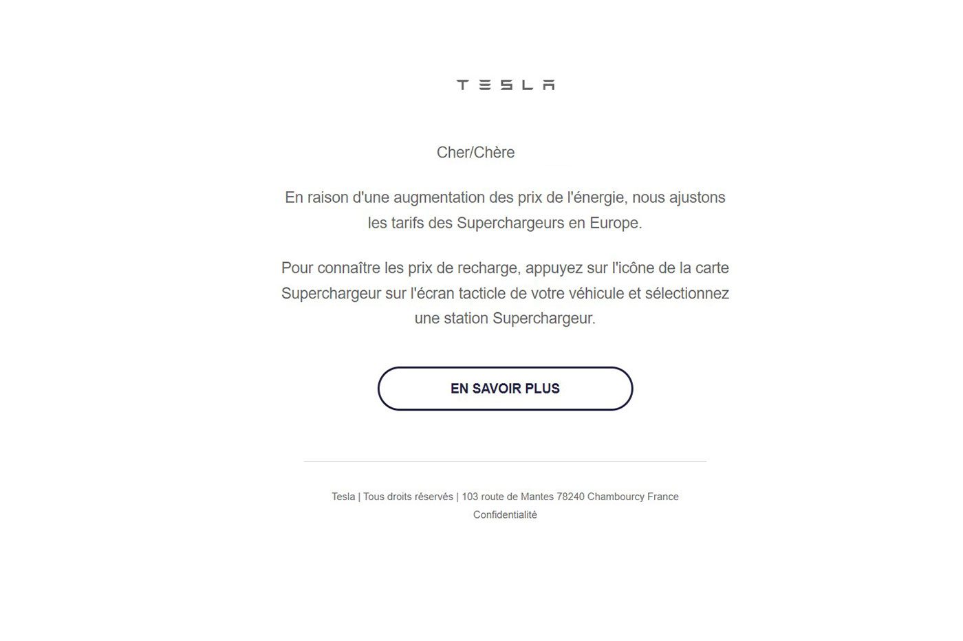 Les Superchargeurs Tesla passent aujourd'hui à la facturation au