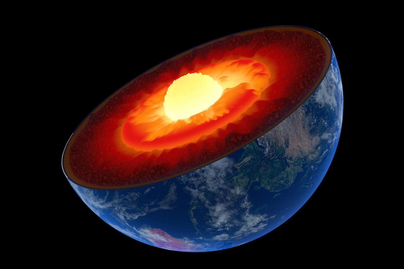 un rendu des couches de la terre et de son coeur