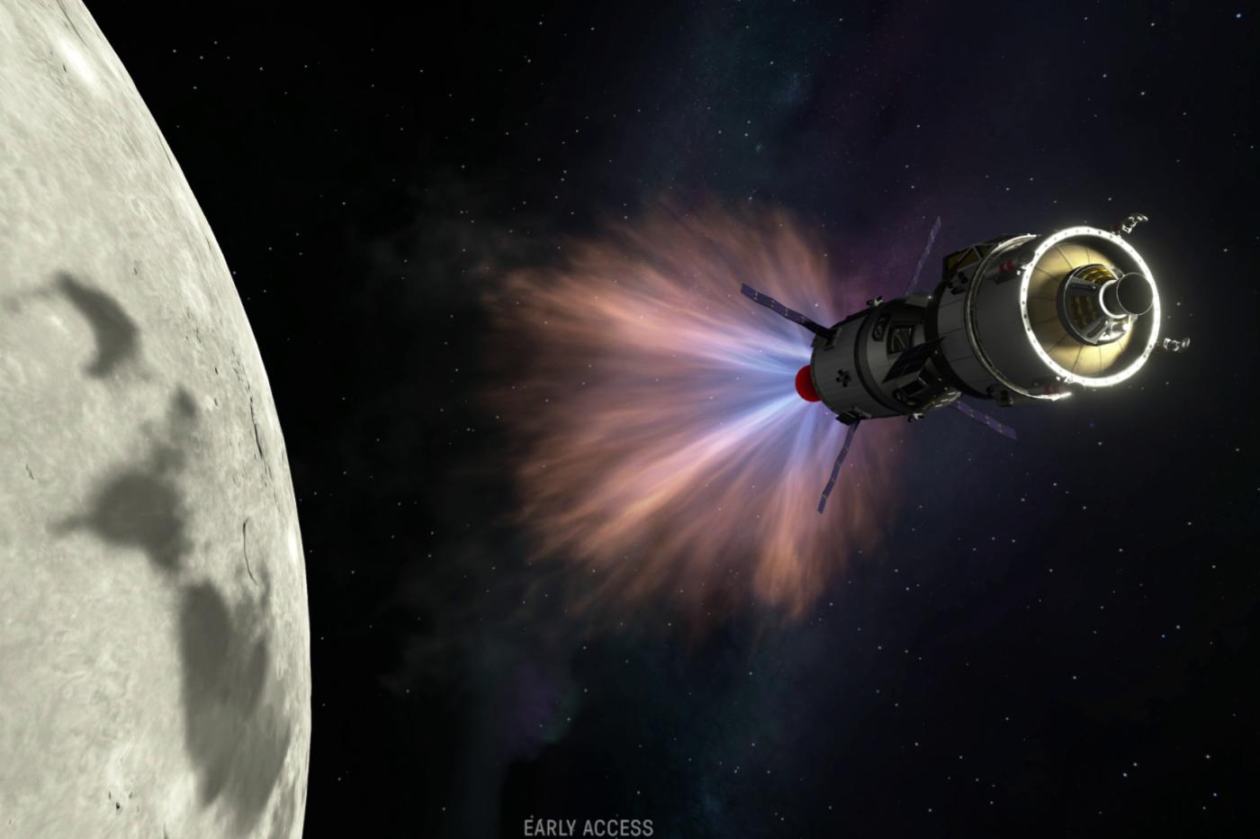 kerbal space program 2 screenshot d'une fusée en orbite de la Lune (ou plutôt, de Mun)