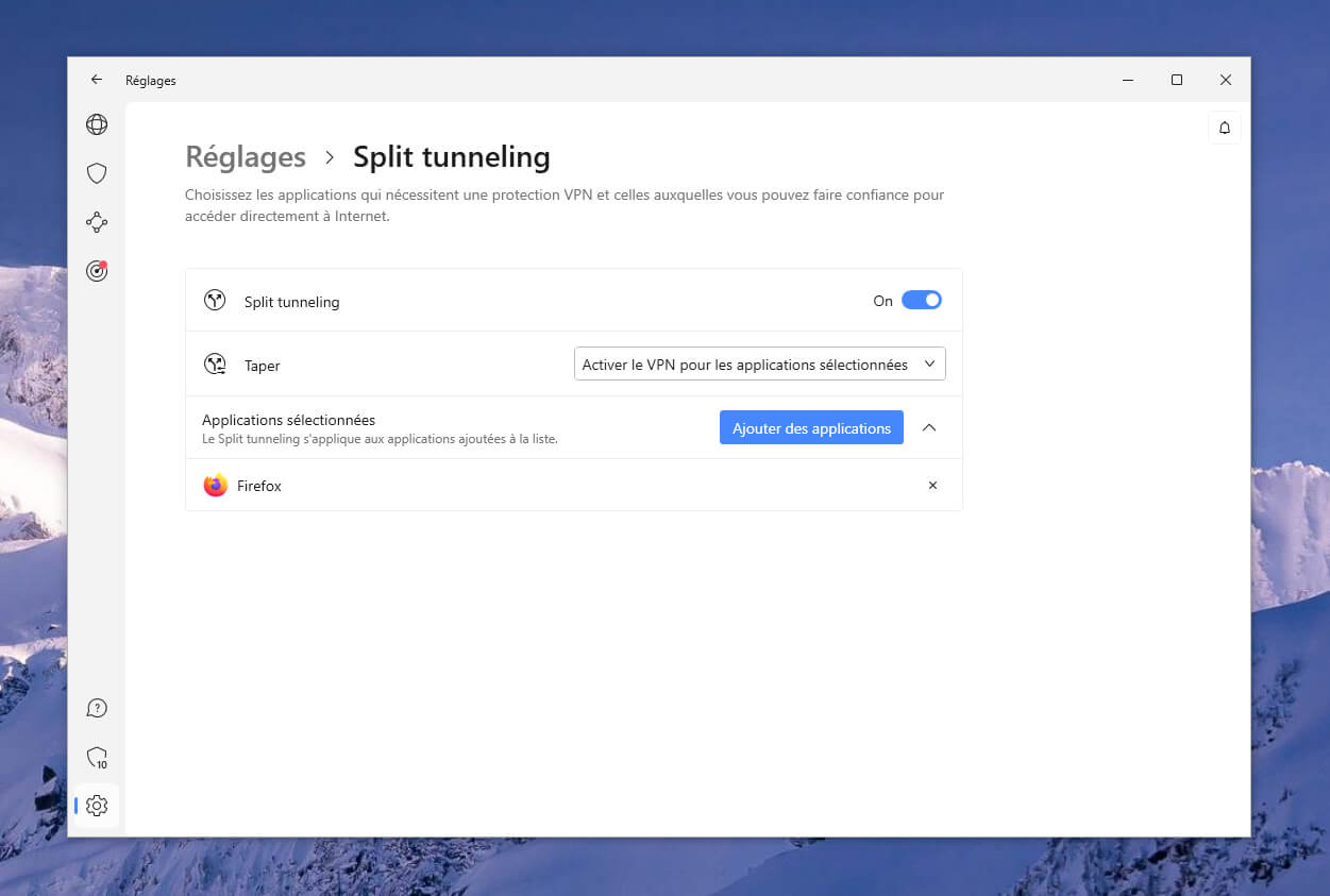 Split tunneling NordVPN