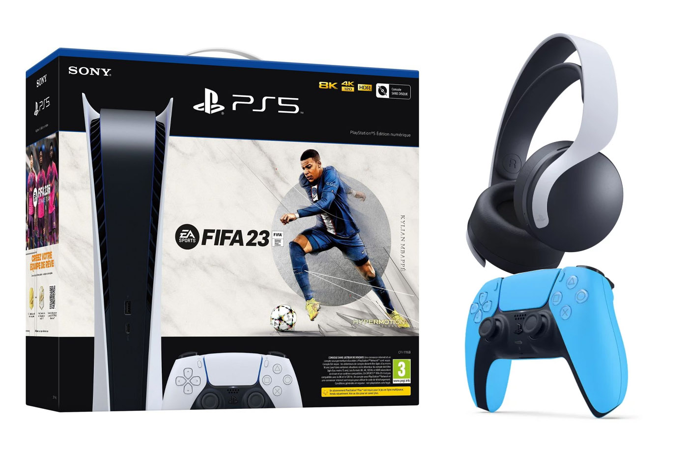 Sony - Pack PS5 Standard Edition FIFA 23 avec 2 jeux et 3