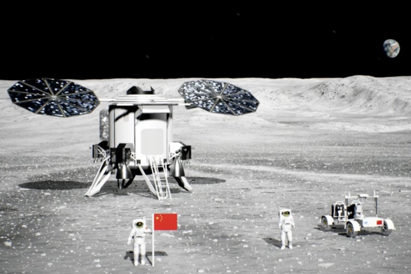 Un rendu des taïkonautes chinois sur la Lune