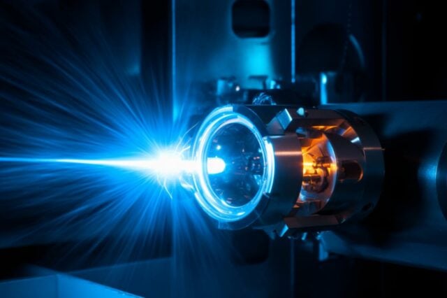Une représentation d'un laser pour la fusion nucléaire générée par Midjourney