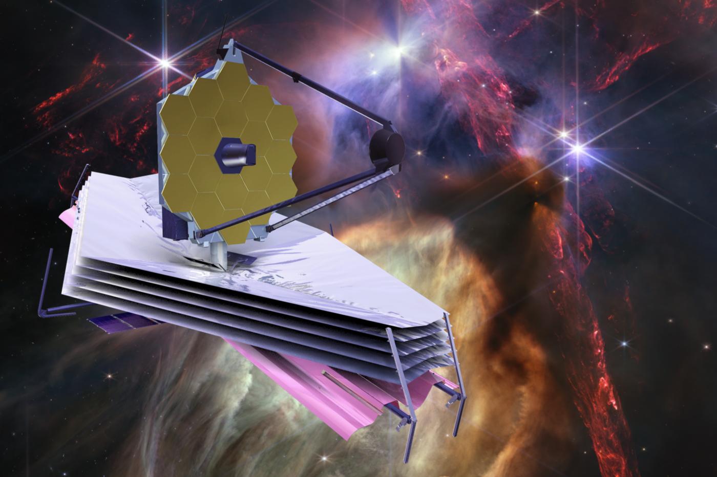 Un montage du JWST braqué sur Rho Ophiuchi