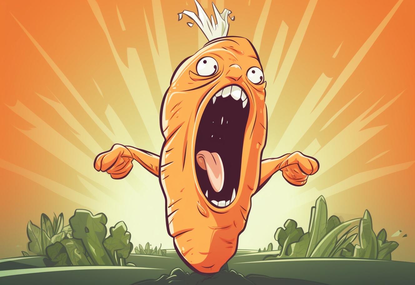 Une illustration d'une carotte qui crie générée par MidjourneyAI