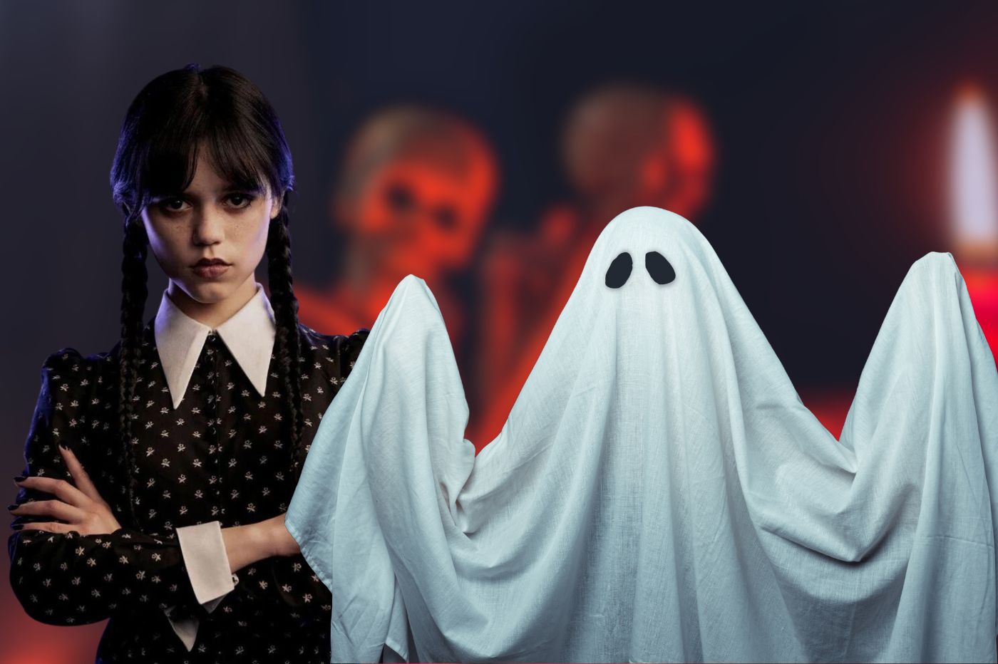 Mercredi Addams et un fantôme