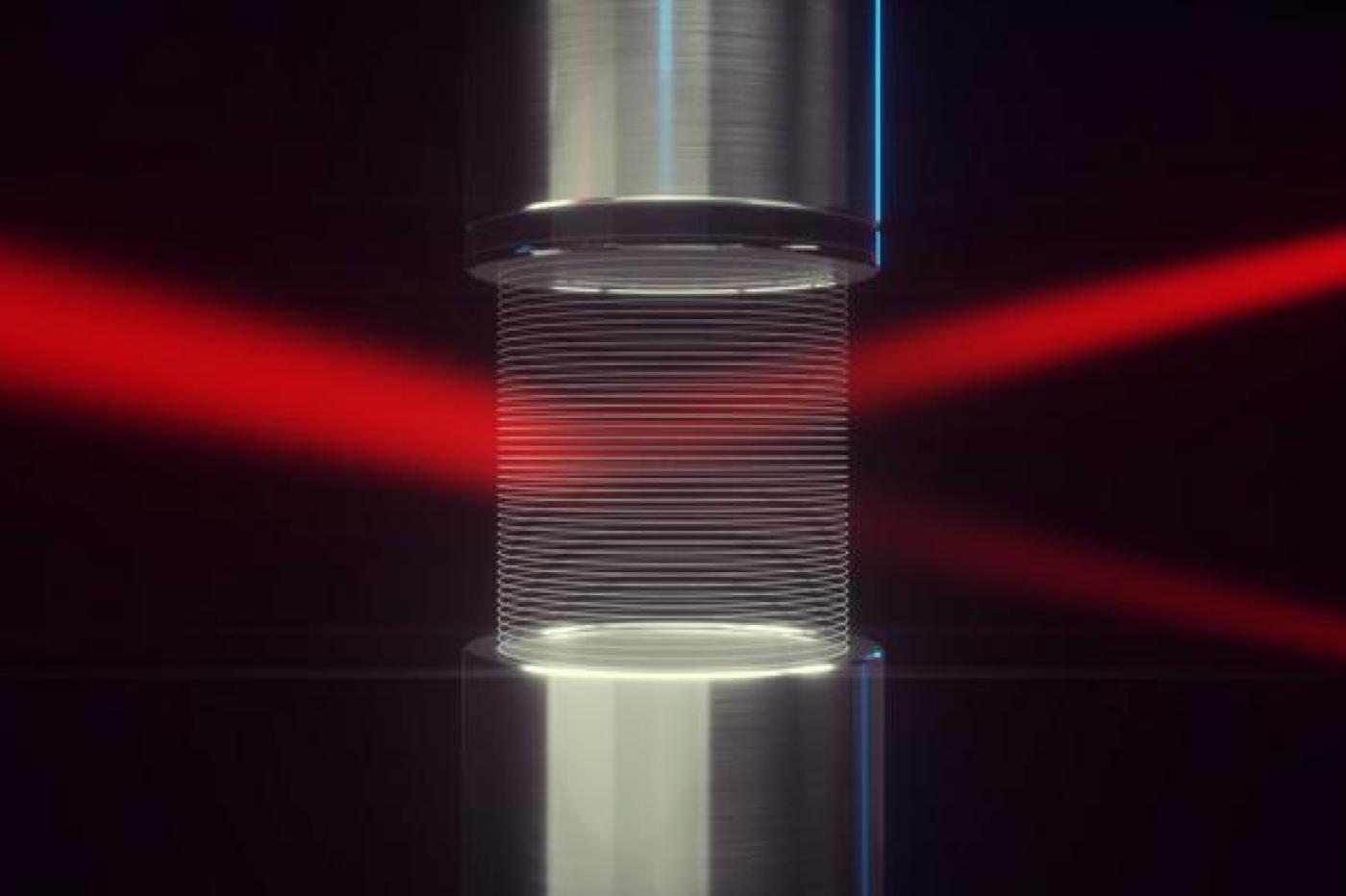 Une représentation d'un laser dévié par des ondes sonores