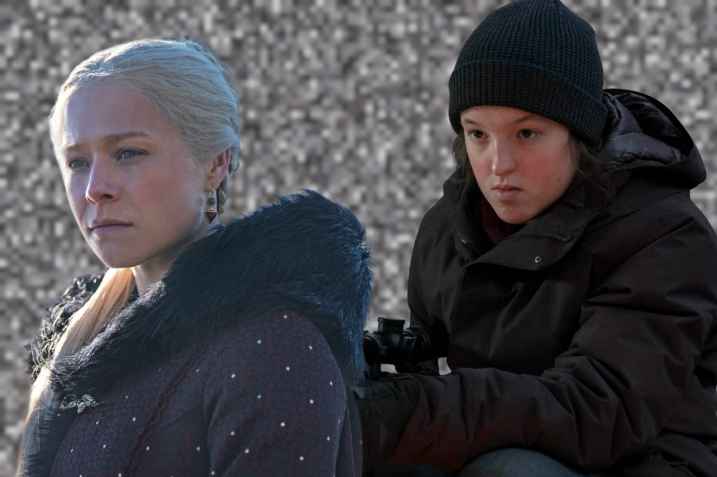 Deux personnages féminins devant le logo HBO