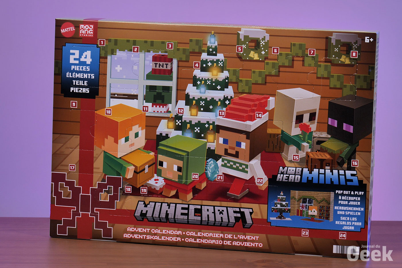 Calendrier De L'Avent Minecraft 2025 Avec 24 Paires De Chaussettes | Chaussettes Enfant Taille 35-40 EU | Officiel Minecraft