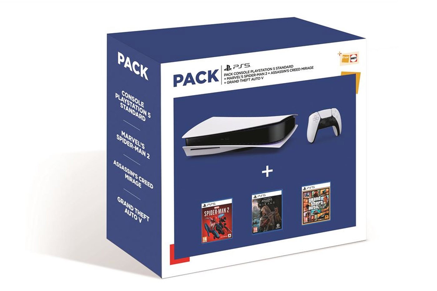 Pack PS5 FNAC Spider Man 2, Assassin's Creed Mirage, GTA V