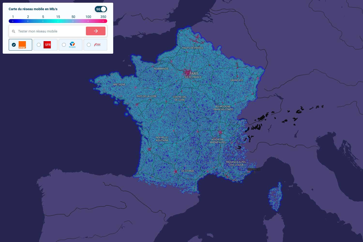 Carte Reseau Mobile Couverture 5g 2024