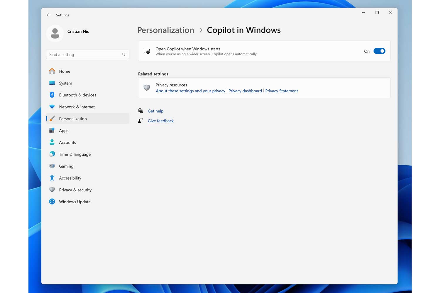 Copilot Settings Windows 11