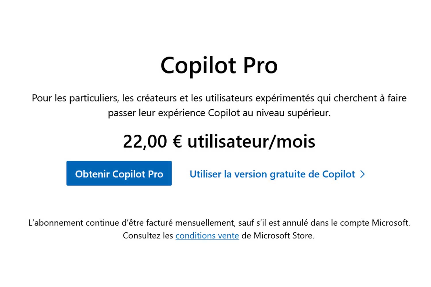 Microsoft Prix Copilot Pro
