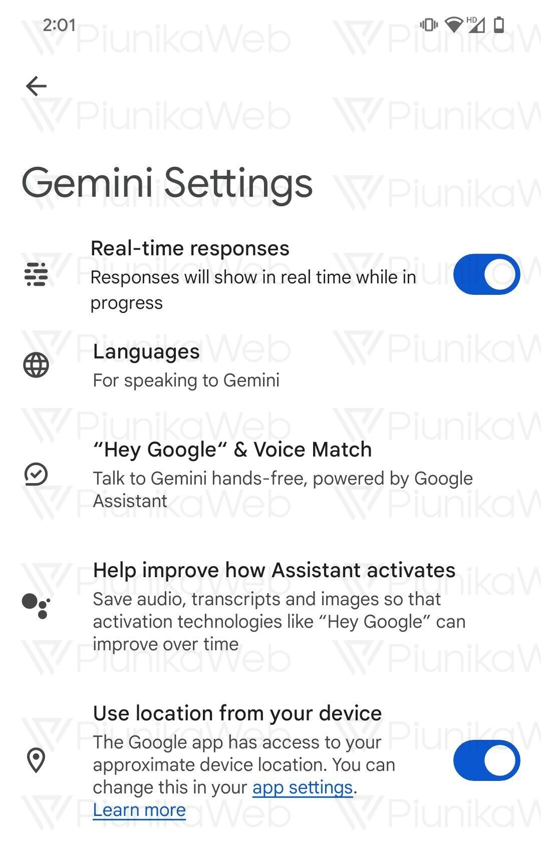 Google Gemini Real Time Responses