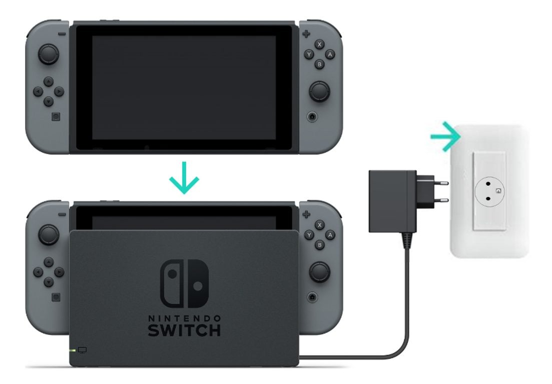 Recharger une Nintendo Switch via son dock