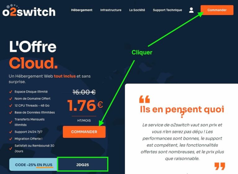 Code promo o2switch (février 2026) : 25% de remise IMMÉDIATE