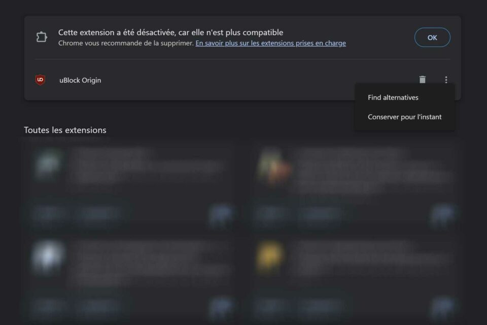 Google Chrome désactive uBlock Origin : voici comment garder le