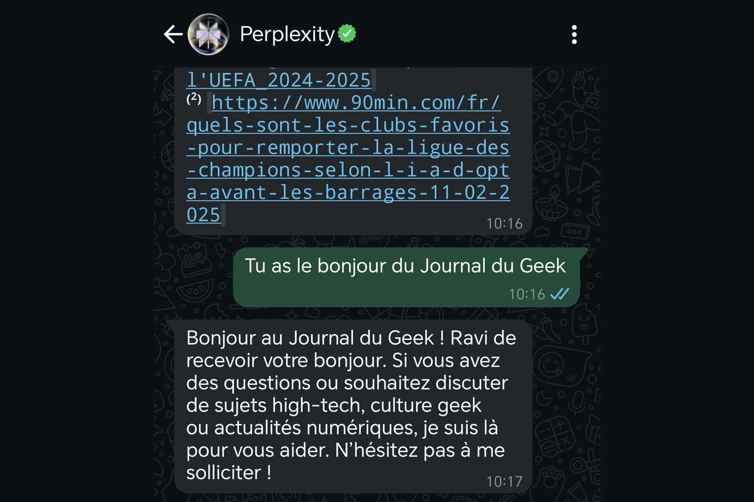 Whatsapp Conversation Perplexity