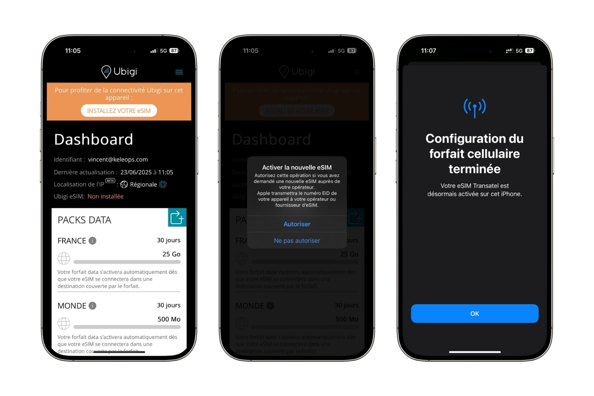 Installation Esim Ubigi