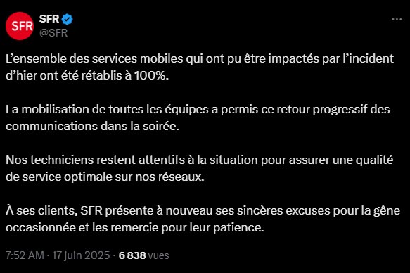 Sfr Panne Retablissement