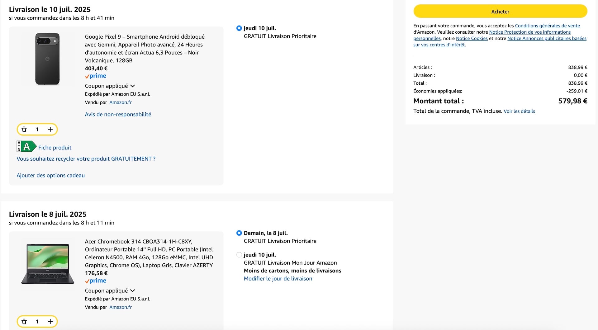 Offre Pixel 9 + Chromebook Acer