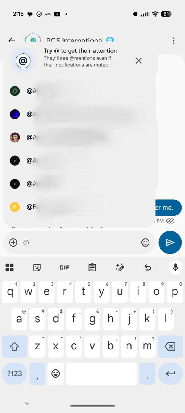 Google Messages Mention