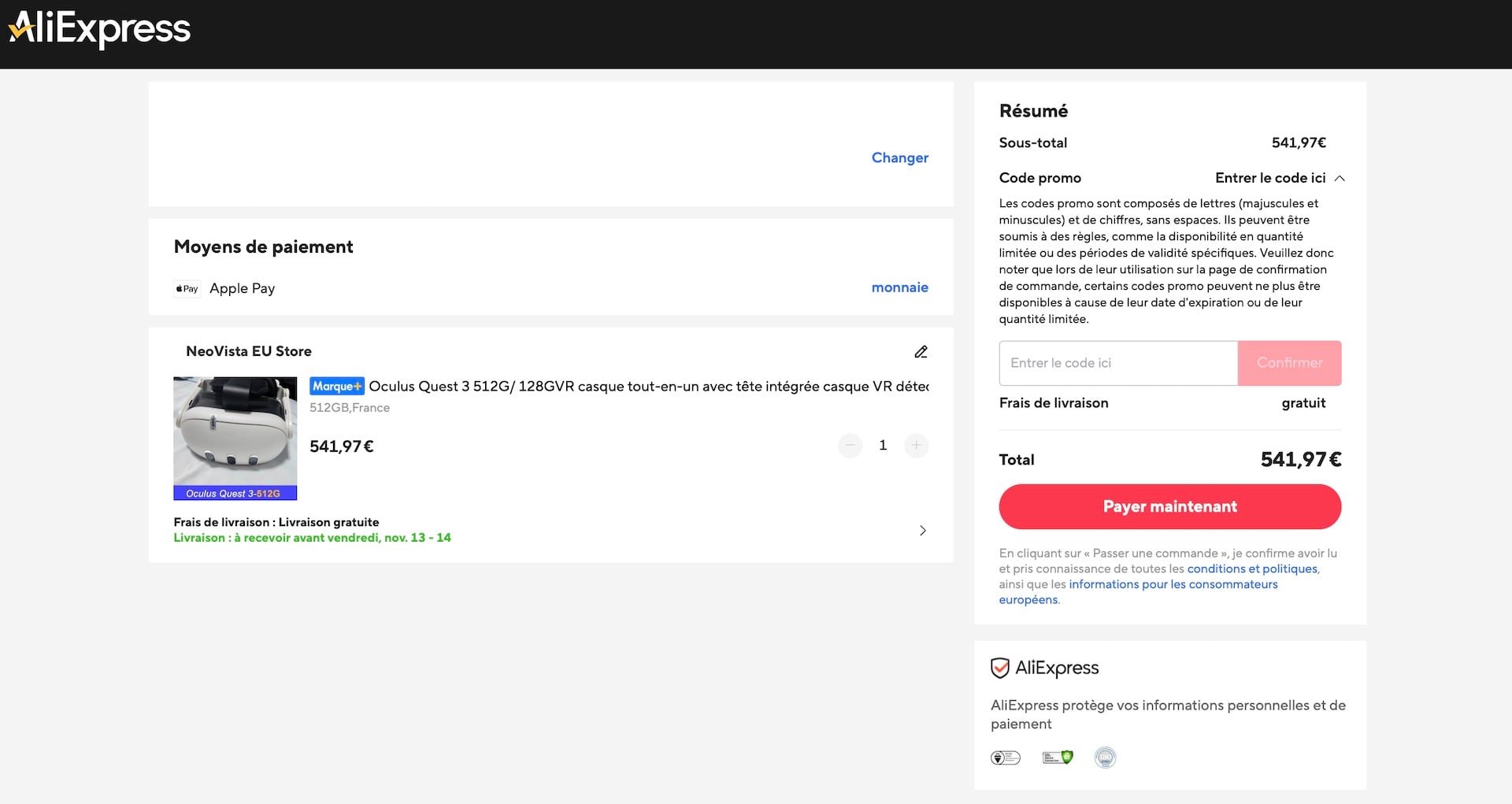 Panier AliExpress 2025
