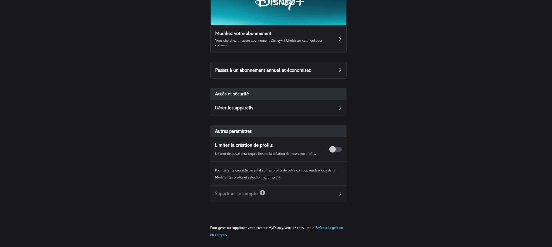 Comment supprimer son compte Disney+