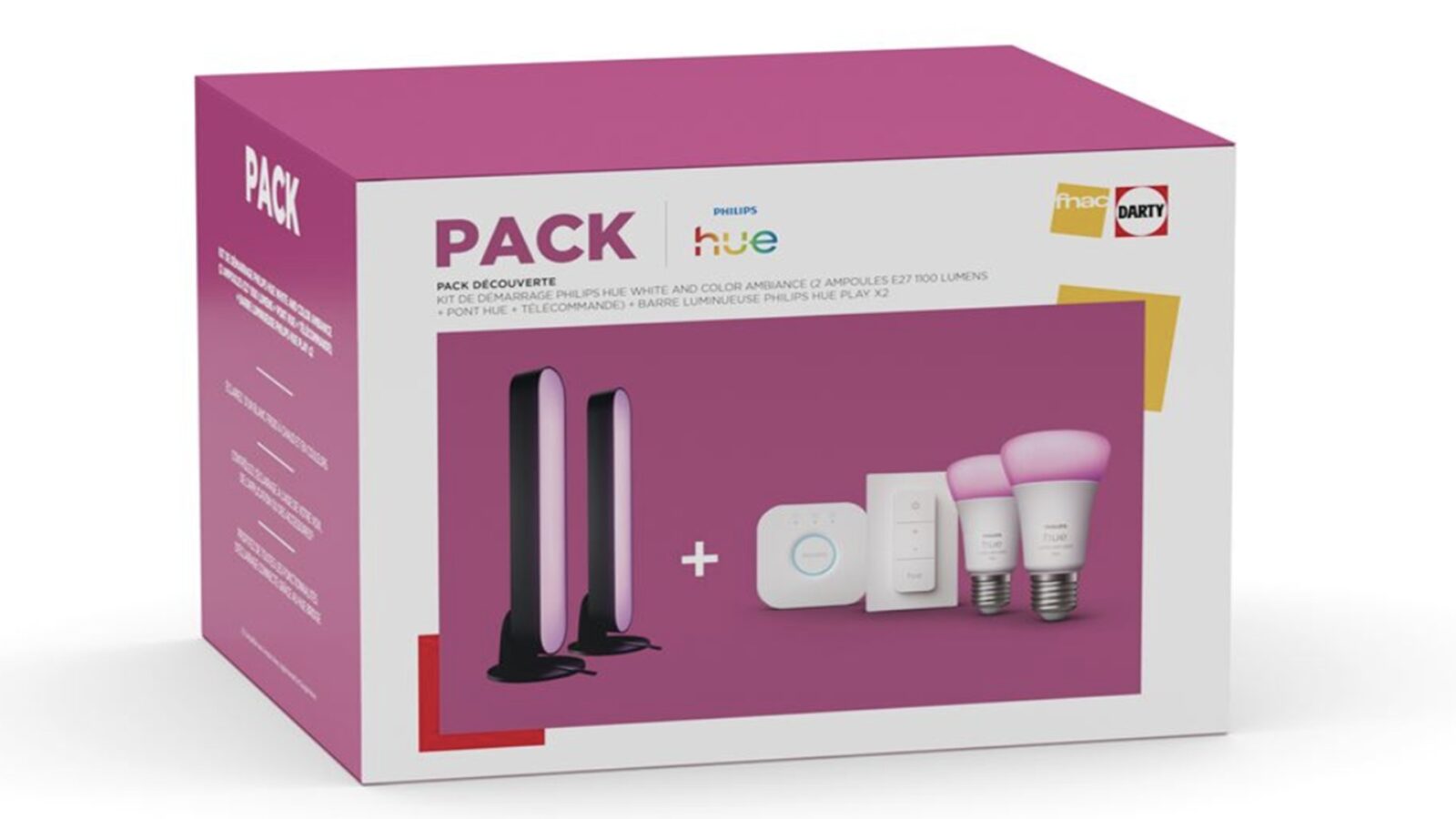Pack Philips Hue White Kit de démarrage x3 LED E27 avec pont et interrupteur avec variateur | Rakuten