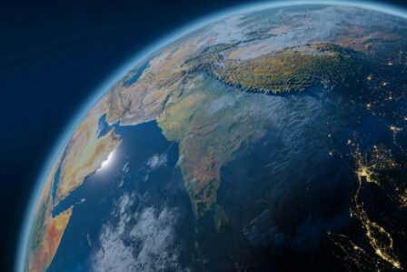 Planète Terre Vue Orbite