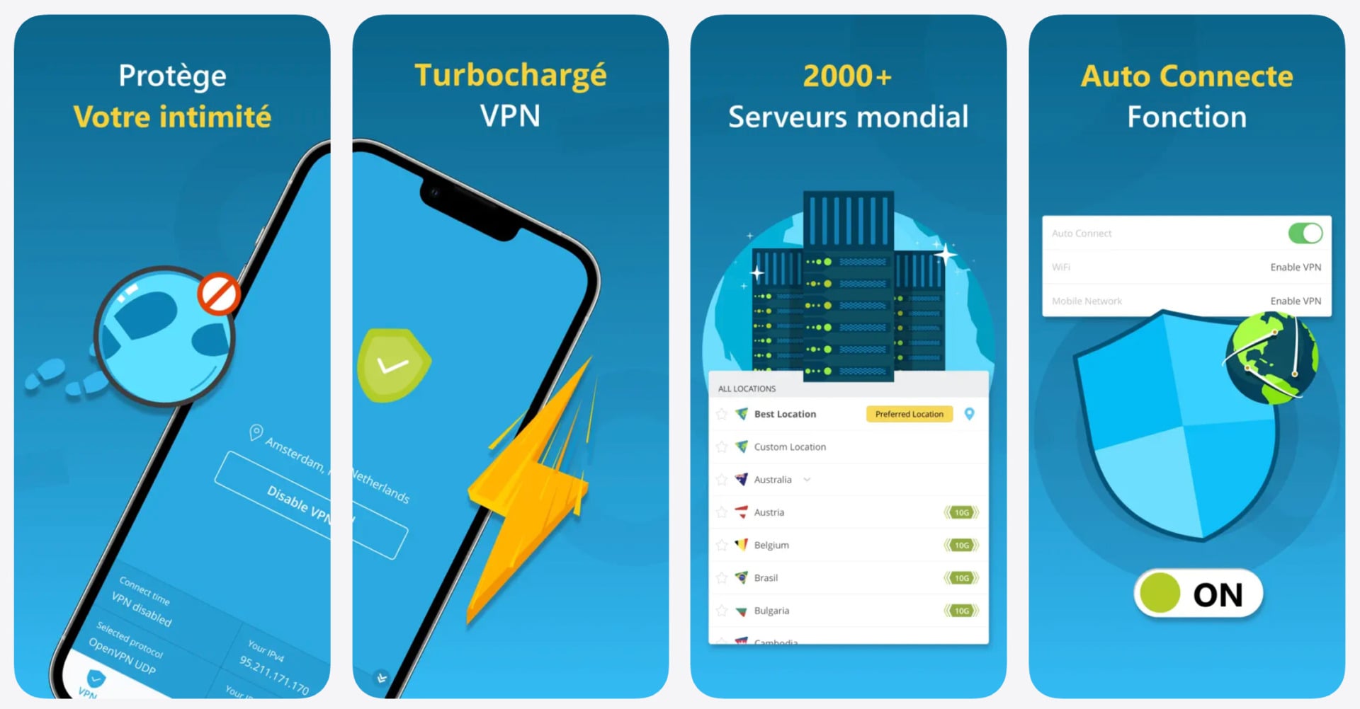 Application Hide.me sur Android, VPN gratuit 8 pays