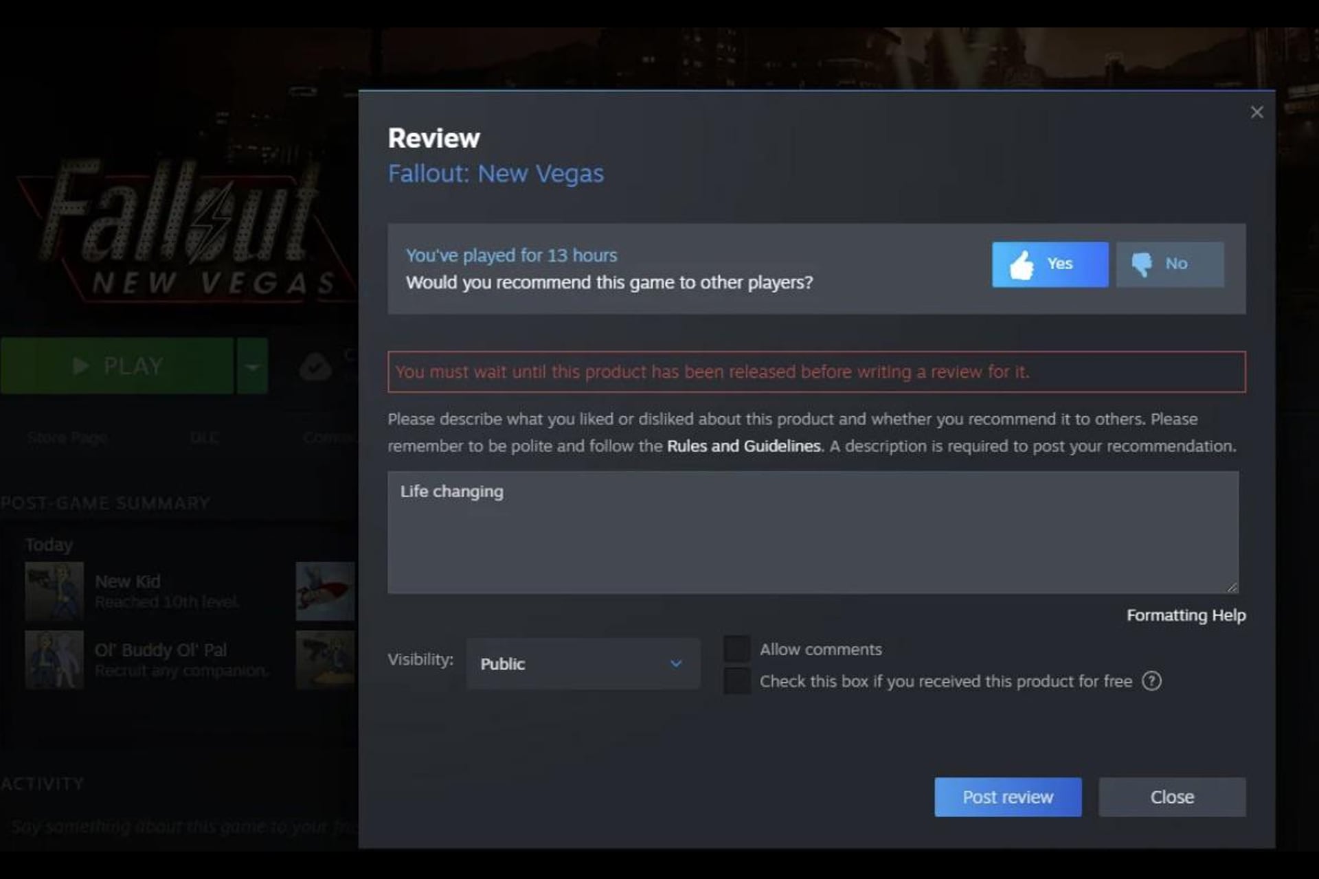 Message Erreur Fallout New Vegas Avis