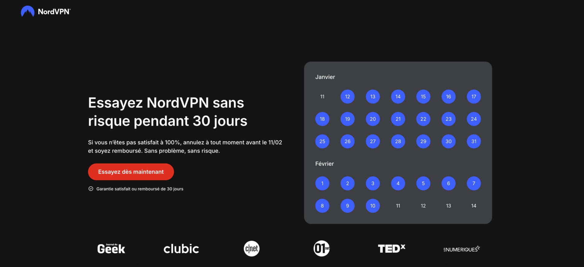 NordVPN 30 jours gratuits - essai VPN Windows sans risque
