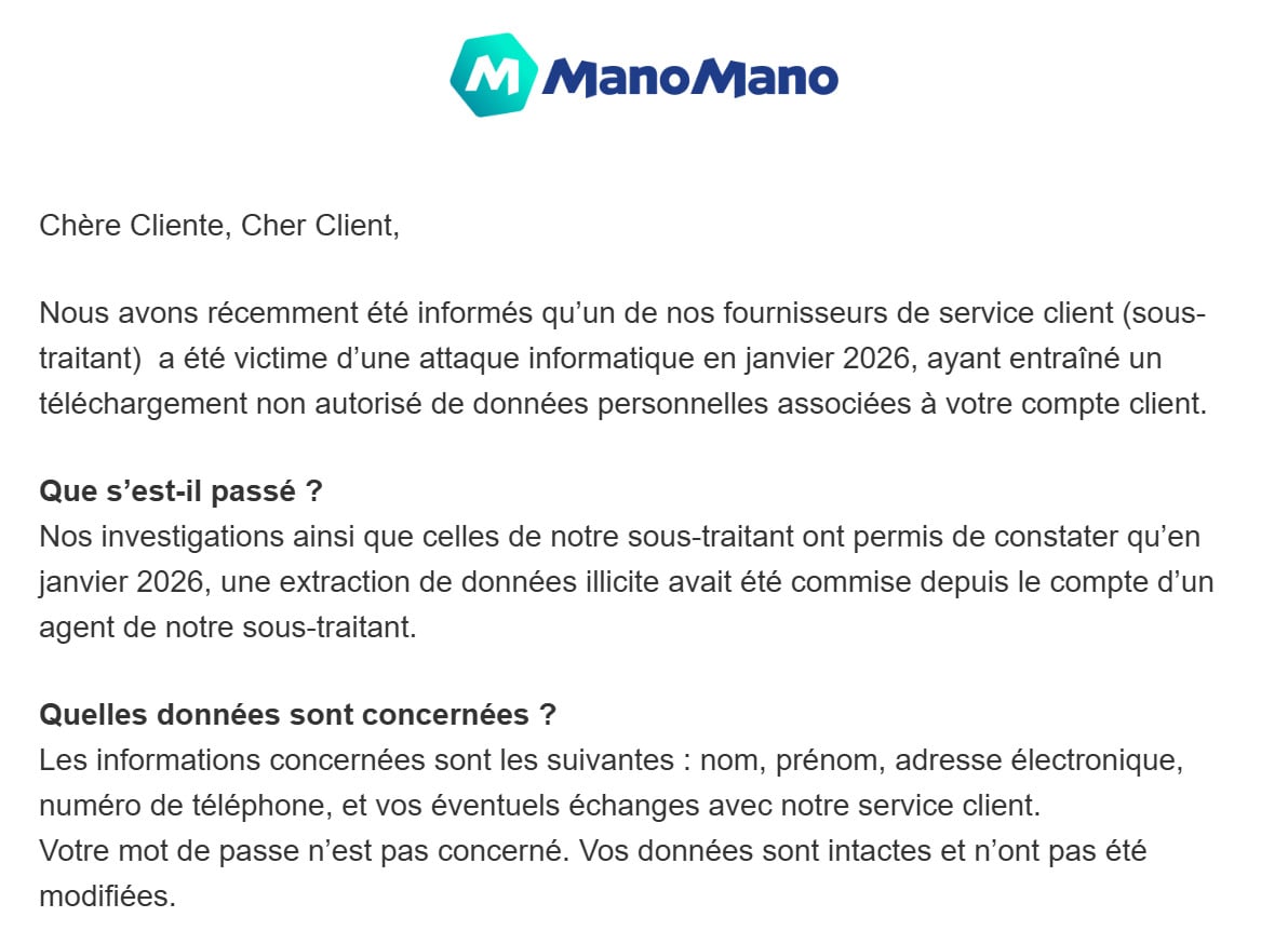 ManoMano piratage