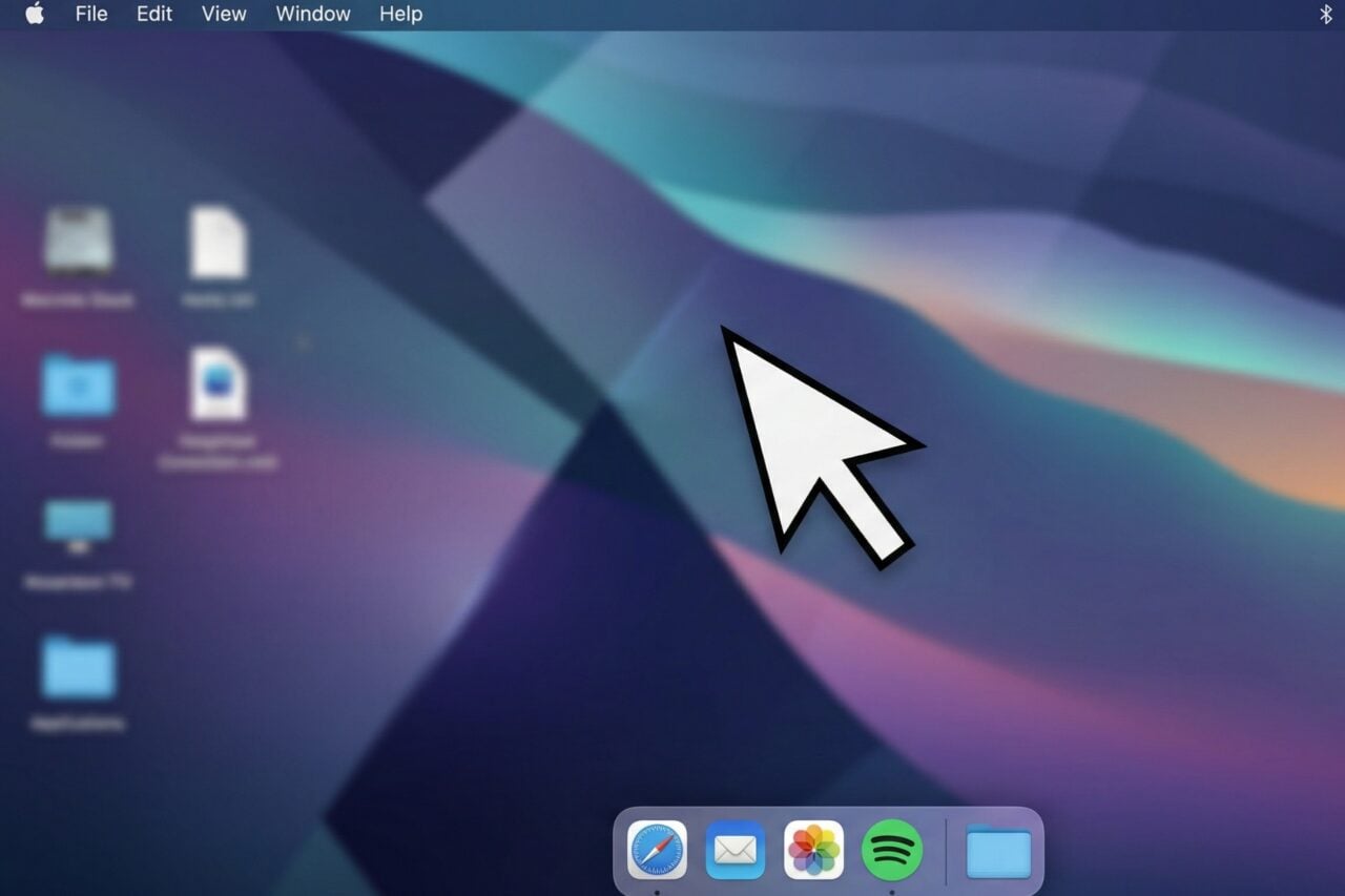Curseur de souris incliné à 45 degrés sur fond d'écran moderne