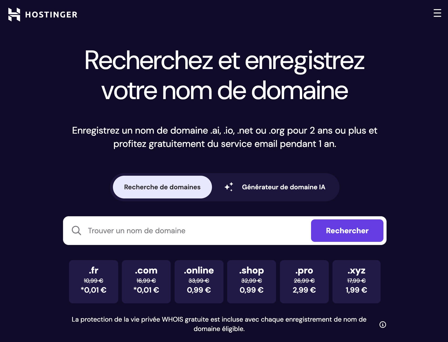 Hostinger Nom Domaine