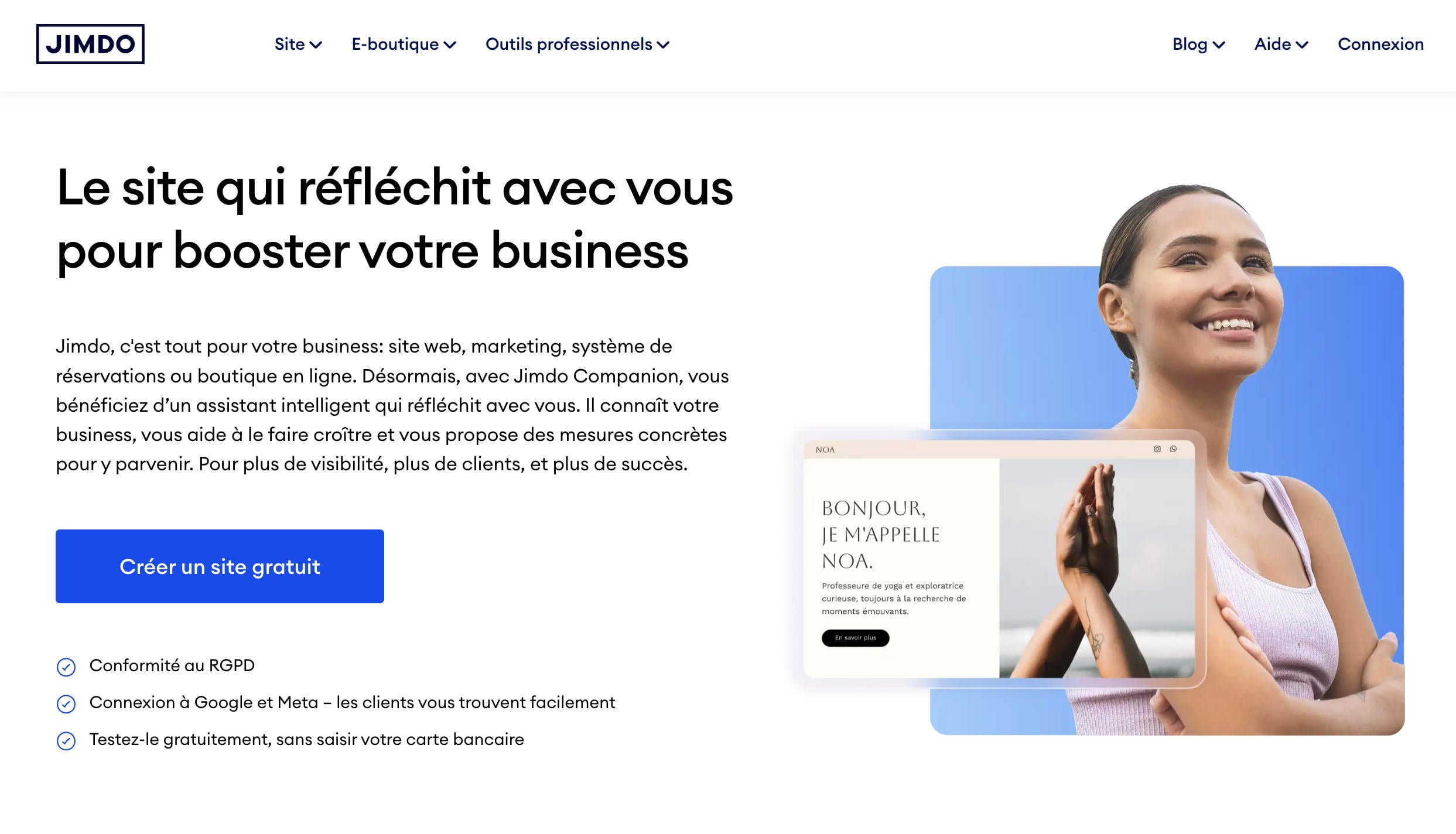 SIte web gratuit chez Jimdo