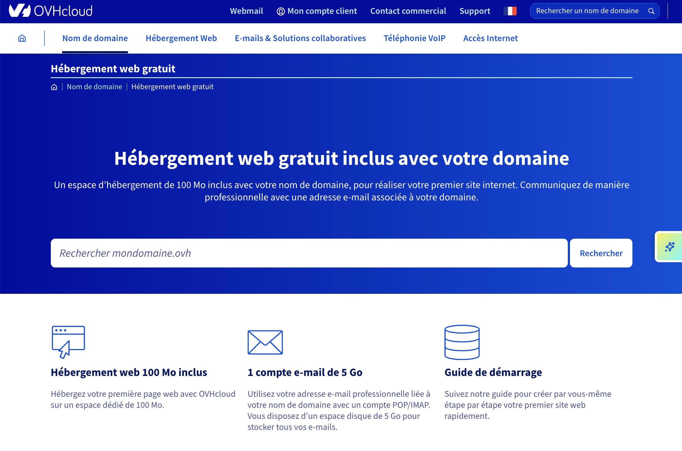 L'hébergement web gratuit d'OVH