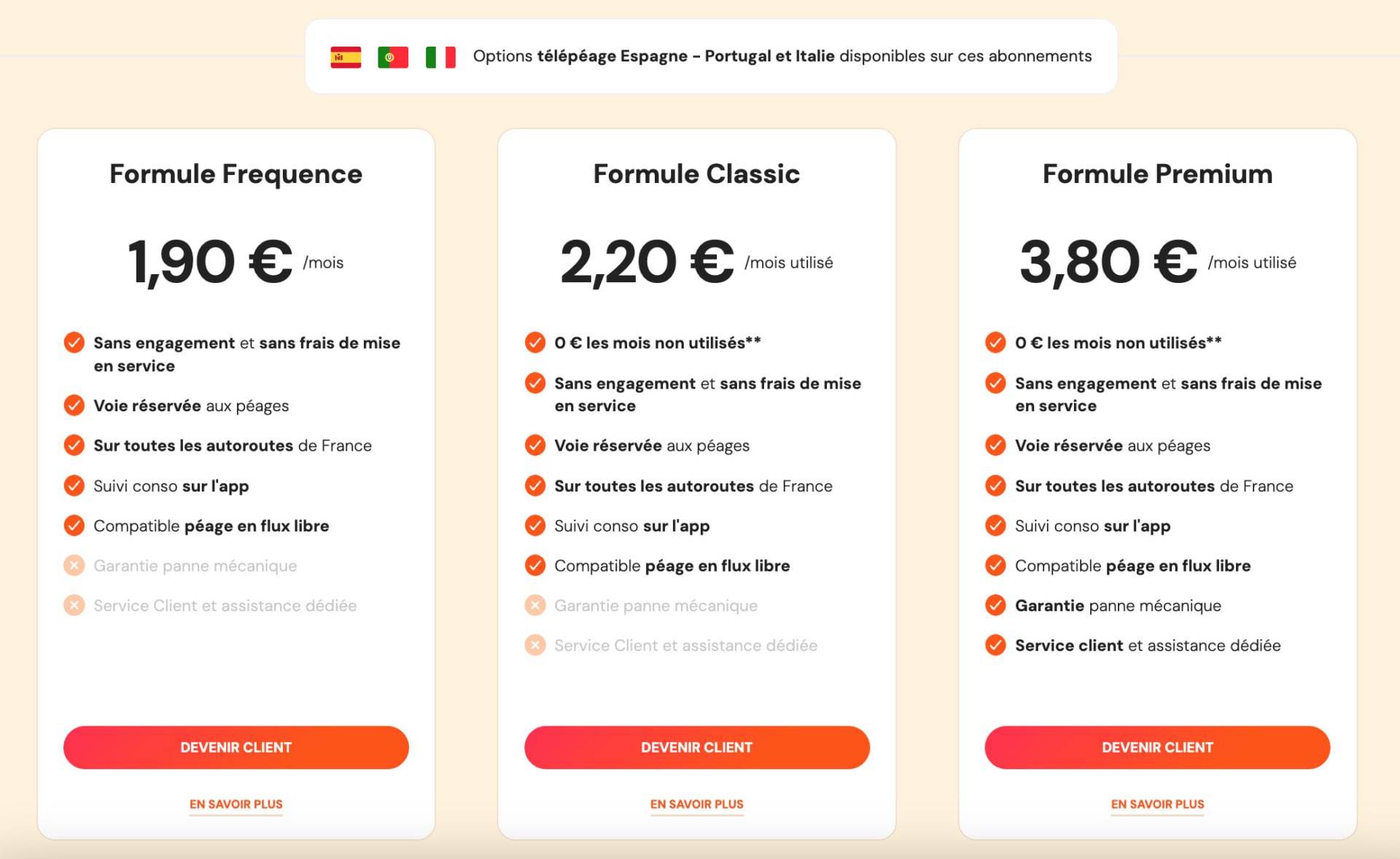 Prix Ulys Badge — les formules télépéage