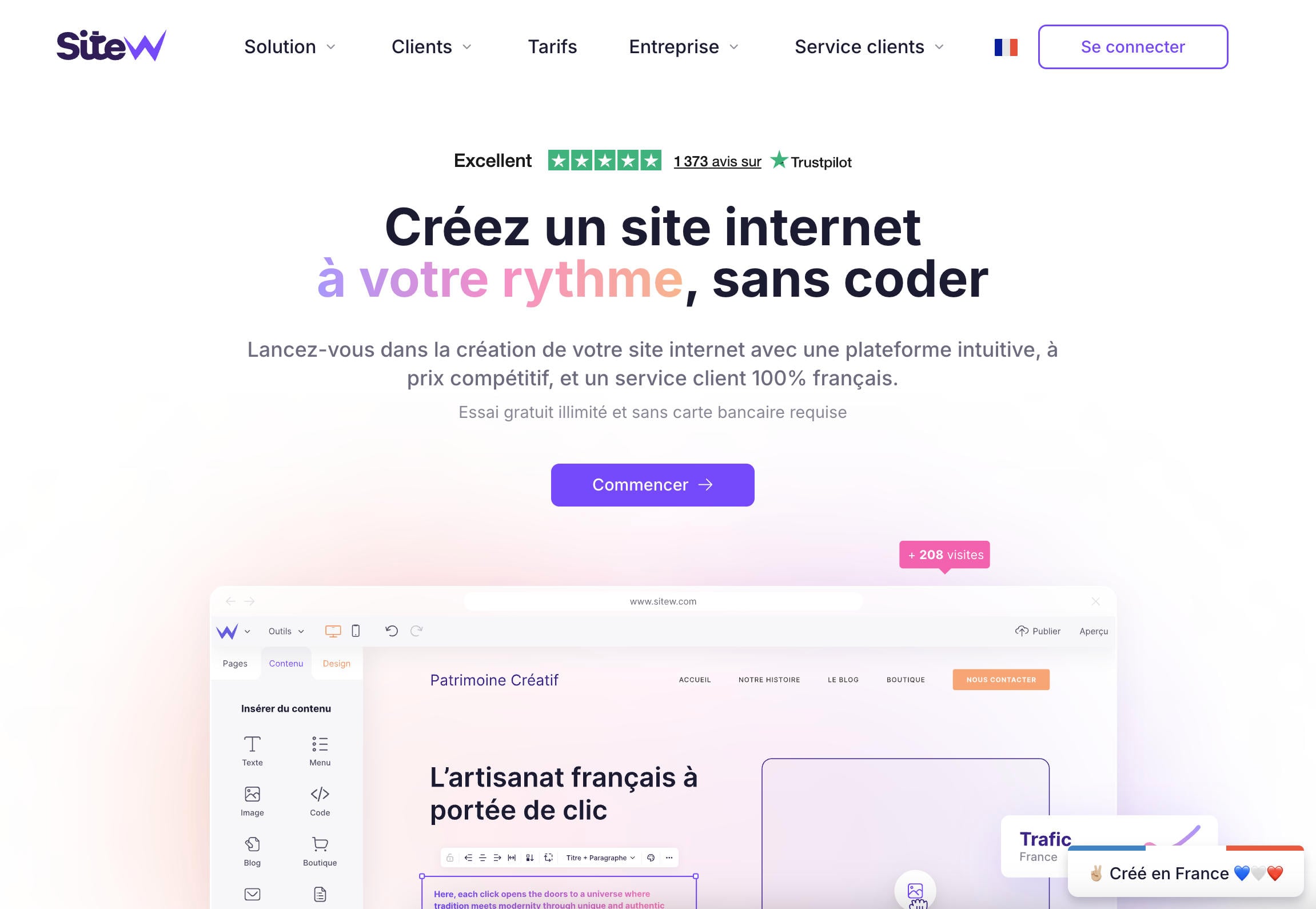 SiteW pour la création d'un site